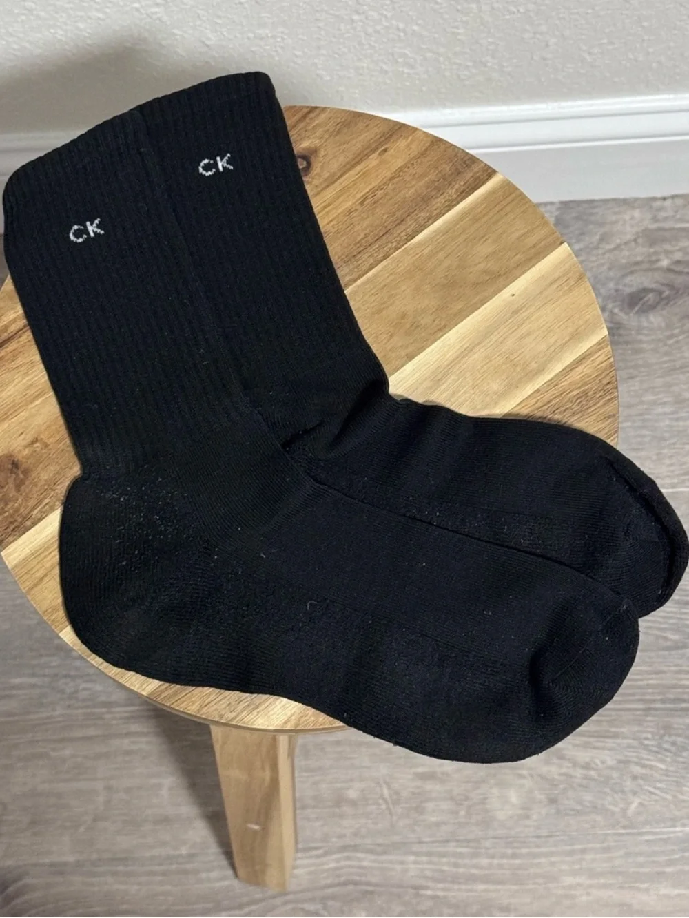 Calvin Klein Black Crew Socks Unisex CK Logo Soft Cotton Blend OSFM
